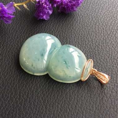 冰种18k 金扣飘花葫芦吊坠