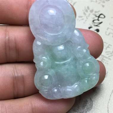 春带彩正装观音 种水足 色泽鲜艳 品相好 雕工好 完美厚庄