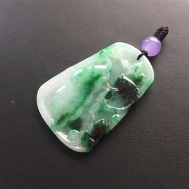 冰种飘绿年年有余挂件