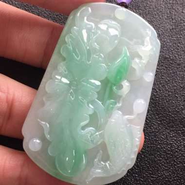 冰种飘花 花牌挂件