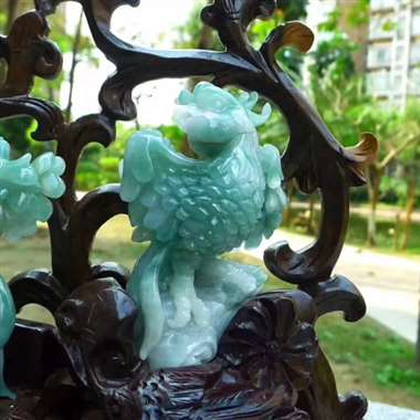 特色带底色 英明神武 比翼双飞 成双成对 摆件 寓意好 种水杠杠 栩栩如生 颜色靓丽 精巧 线条优