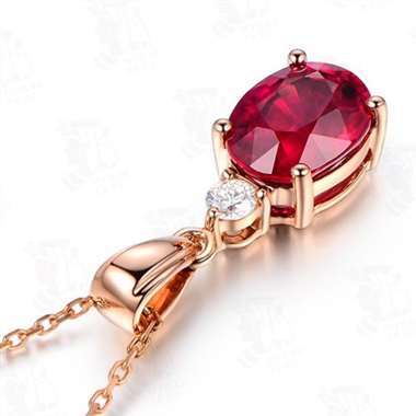 18K红碧玺吊坠，主石1.3ct，配钻0.03ct，金重约1g