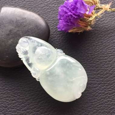 冰种飘点点雪花葫芦挂件 冰爽通透 细腻饱满水润