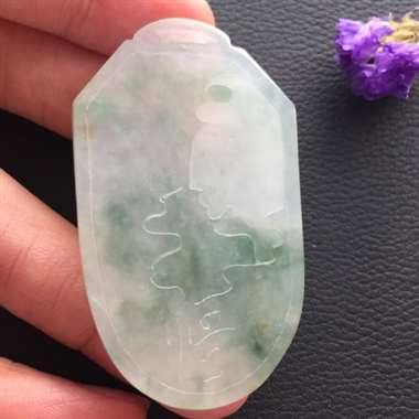 冰种飘花悟道牌挂件