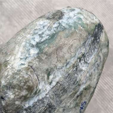 DZ665  6.35公斤南齐水石全赌料，打灯透彻，多处有绿色飘花现象，种水超赞，肉质细腻，可