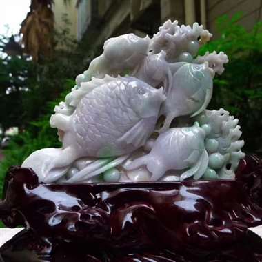 翡翠A货老坑水润春带彩生机勃勃海底世界摆件 约裸石尺寸：130/170/30 连底坐：240/250