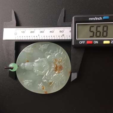 冰糯种飘花完美普贤菩萨一对。尺寸：56.8-51.9-5.3/53.6-48.5-5.5