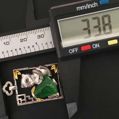 冰种18k金镶嵌竹叶吊坠