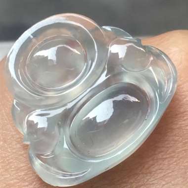 高冰佛公，尺寸：21.1*23.1*6mm，种老水足，饱满厚庄，品相佳。H17