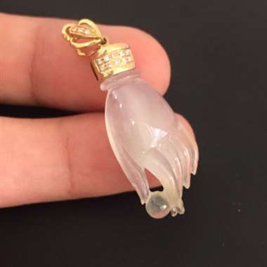 冰种18k金佛手吊坠