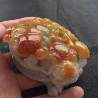 红黄皮龙龟，颜色宜人，雕工精湛。