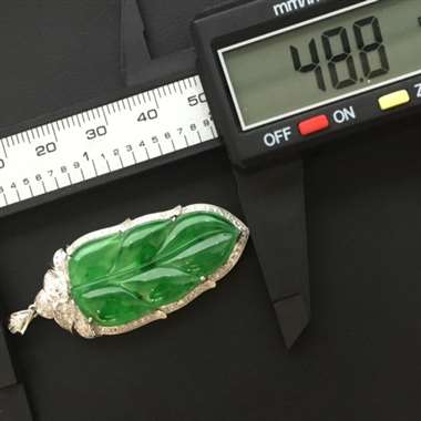 冰阳绿18k金镶嵌金枝玉叶吊坠