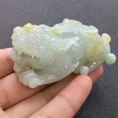 冰种带黄翡貔貅