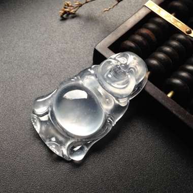 高冰种荧光站佛 尺寸43-25-7毫米