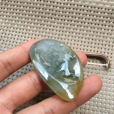 黄翡达摩头 种老雕工好 水润饱满