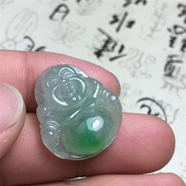 冰种带色佛公 料子种老水足 水润通透