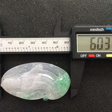 冰种飘花翡翠观音挂件 尺寸：60.3-32.5-6.1mm