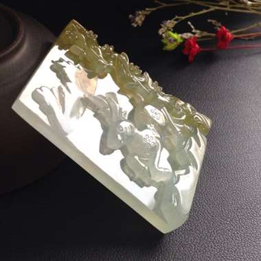 冰种生财有路吊坠 水润饱满 厚重大气 完美