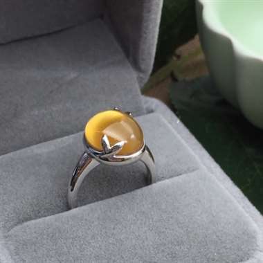 18k黄水晶戒指，主石6.6ct，总重4.55g，手寸12#，