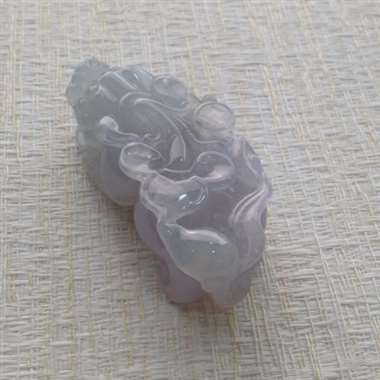 冰种淡紫招财貔貅吊坠 水润完美