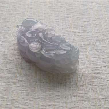 冰种淡紫招财貔貅吊坠 水润完美