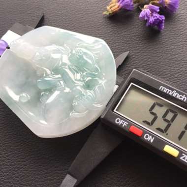 冰糯种飘花观音挂件 玉质细腻通透 水润饱满 造型美观
